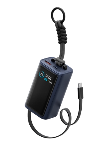 Energea аккумулятор внешний Compac Arc, 10000 USB-C+A +retractable USB-C cable and Display PD45W Blue