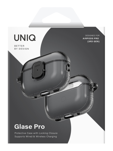 Uniq для Airpods Pro 3 чехол Glase PRO TPU Lock case Glossy Smoke