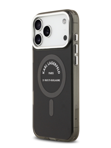 Karl Lagerfeld для iPhone 17 Pro Max чехол IML RSG logo Metal camera Hard Black (MagSafe)