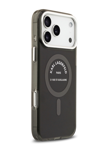 Karl Lagerfeld для iPhone 17 Pro Max чехол IML RSG logo Metal camera Hard Black (MagSafe)