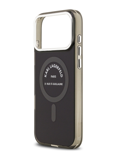 Karl Lagerfeld для iPhone 17 Pro Max чехол IML RSG logo Metal camera Hard Black (MagSafe)