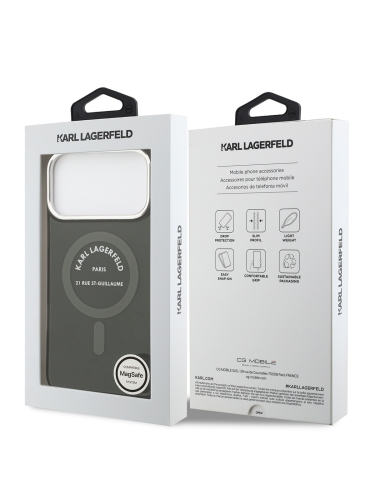 Karl Lagerfeld для iPhone 17 Pro Max чехол IML RSG logo Metal camera Hard Black (MagSafe)