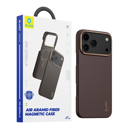 BlueO чехол для iPhone 17 Pro, 600D Air Aramid fiber (Kevlar) Gold (MagSafe)