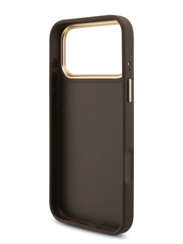 (Уценка) Guess для iPhone 17 Pro Max чехол Crossbody PU 4G Big metal logo Gold camera Hard + Strap Brown