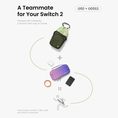 Tomtoc Gaming для Nintendo Switch 2 сумка GameOn-G50 JoyCarry Sling Bag Green