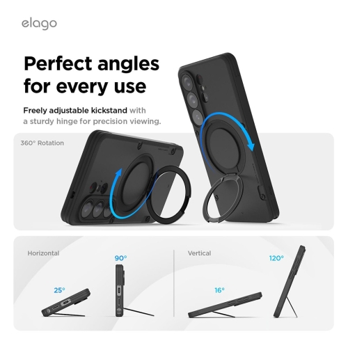 Elago для Galaxy S26 Ultra чехол Magnetic Armor Ring Stand Black (MagSafe)
