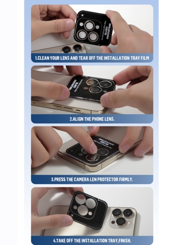 BLUEO Camera Lens PVD stainless steel для камеры iPhone 14 Pro | 14 Pro Max, Silver (3 шт +installer)