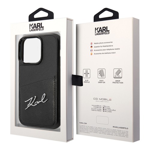 Чехол Lagerfeld PU with Cardslot Signature logo Hard для iPhone 14 Pro Max, черный