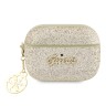 Чехол Guess Glitter flakes Metal logo with Heart charm для Airpods Pro 2, золотой