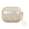 Чехол Guess Glitter flakes Metal logo with Heart charm для Airpods Pro 2, золотой