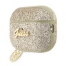 Чехол Guess Glitter flakes Metal logo with Heart charm для Airpods Pro 2, золотой