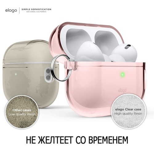 Чехол Elago Clear Hang case для AirPods Pro 2, Lovely Pink