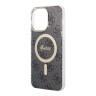 Чехол Guess 4G Hard для iPhone 14 Pro, черный/золотой (MagSafe)