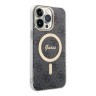 Чехол Guess 4G Hard для iPhone 14 Pro, черный/золотой (MagSafe)