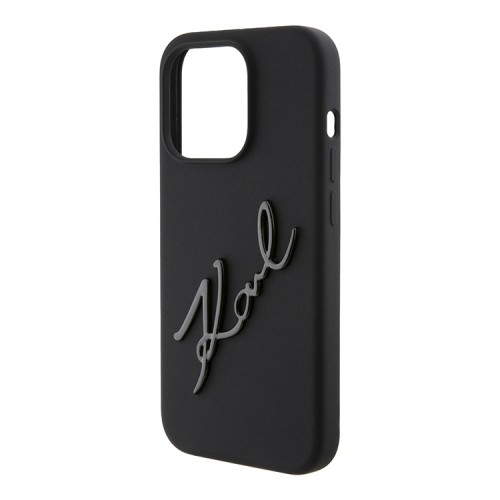 Karl Lagerfeld для iPhone 15 Pro чехол Liquid Silicone Metal Autograph Hard Black