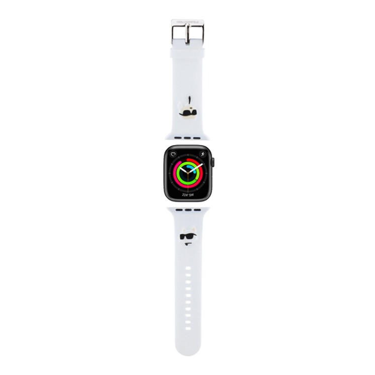 Karl Lagerfeld для Apple Watch 42-41-40 mm ремешок 3D Rubber NFT Karl & Choupette heads White