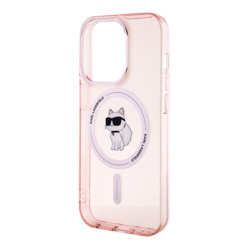 Karl Lagerfeld для iPhone 15 Pro чехол PC/TPU NFT Choupette Hard Pink (MagSafe)
