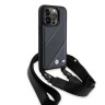 BMW для iPhone 14 Pro чехол Crossbody PU Carbon stripe Metal logo + Strap Hard Black
