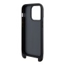 BMW для iPhone 14 Pro чехол Crossbody PU Carbon stripe Metal logo + Strap Hard Black