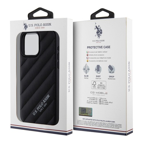 U.S. Polo для iPhone 15 Pro Max чехол PU Quilted with Classic logo Hard Black