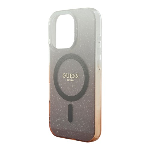 Guess для iPhone 16 Pro чехол PC/TPU Glitter Gradient Brown (MagSafe)