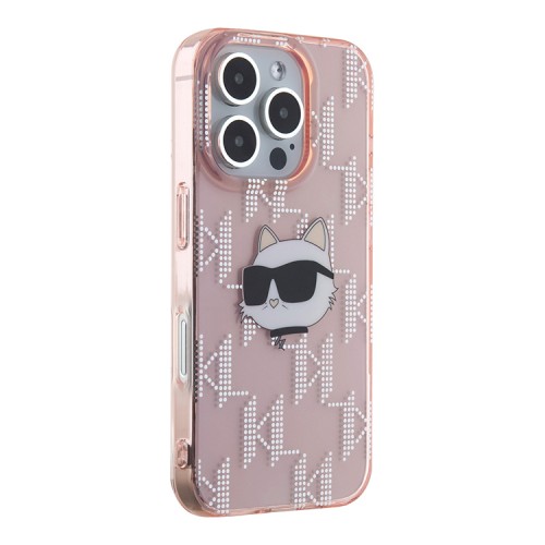 Karl Lagerfeld для iPhone 16 Pro Max чехол PC/TPU Monogram NFT Choupette розовый