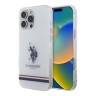 U.S. Polo для iPhone 16 Pro Max чехол PC/TPU Double Horse logo Tricolor stripes Transparent