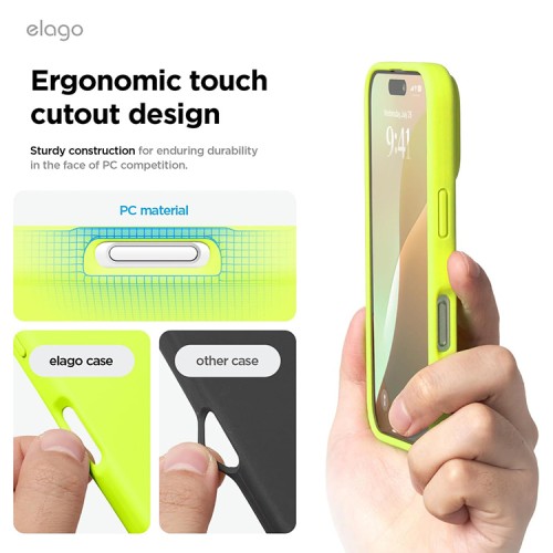 Elago для iPhone 16 чехол Soft silicone (Liquid) Neon Yellow