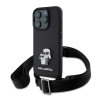 Karl Lagerfeld для iPhone 16 Pro Max чехол Crossbody PU Saffiano NFT Karl&Choup Metal +Strap Hard Black