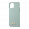 Чехол Guess Liquid Silicone Gold Metal logo для iPhone 12 mini, голубой