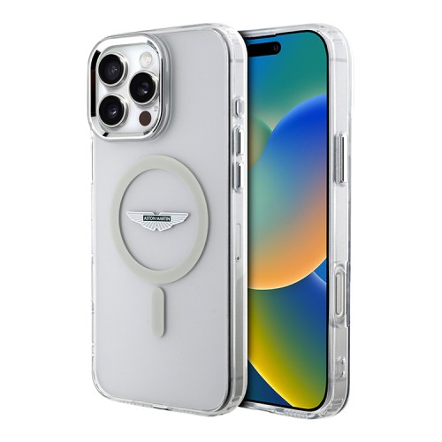 Aston Martin для iPhone 16 Pro Max чехол PC/TPU Frosted Effect Metal Cam Hard Transparent (MagSafe)