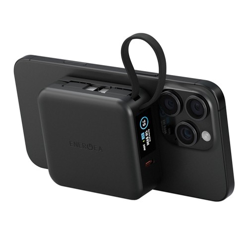 Energea АКБ MagPac MINI Plus, 10000W Magnetic wireless 15W +С 20W +2 C cables and Display Black