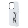 Karl Lagerfeld для iPhone 15 Pro Max чехол Liquid silicone Signature Metal logo & Camera frame Hard White