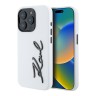 Karl Lagerfeld для iPhone 15 Pro Max чехол Liquid silicone Signature Metal logo & Camera frame Hard White