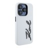 Karl Lagerfeld для iPhone 15 Pro Max чехол Liquid silicone Signature Metal logo & Camera frame Hard White
