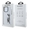 Karl Lagerfeld для iPhone 15 Pro Max чехол Liquid silicone Signature Metal logo & Camera frame Hard White