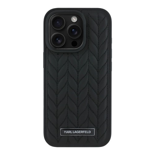 Karl Lagerfeld для iPhone 16 Pro Max чехол PU Quilted Braid pattern Hard Black
