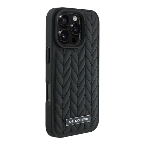 Karl Lagerfeld для iPhone 16 Pro Max чехол PU Quilted Braid pattern Hard Black