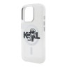 Karl Lagerfeld для iPhone 16 Pro чехол PC/TPU Sketch Karl&Choupette Glitter прозрачный (MagSafe)