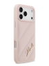 Karl Lagerfeld для iPhone 17 Pro Max чехол PU Quilted Signature metal logo Hard Pink
