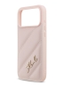 Karl Lagerfeld для iPhone 17 Pro Max чехол PU Quilted Signature metal logo Hard Pink