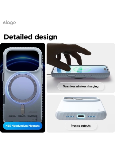 Elago для iPhone 17 Pro чехол Magnetic Ridge Silicone Light Blue (MagSafe)