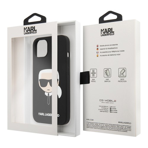 Чехол Karl Lagerfeld Liquid silicone Karl's Head для iPhone 13 mini, черный