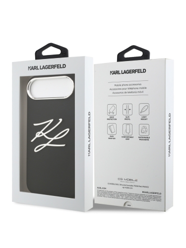Karl Lagerfeld для iPhone Air чехол Liquid Silicone Initials Metal Logo & Camera Hard Black