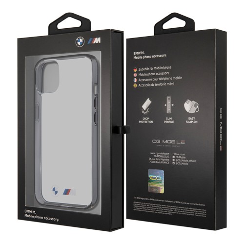 Чехол BMW M-Collection Transparent Hard Matte edges для iPhone 13, черная рамка