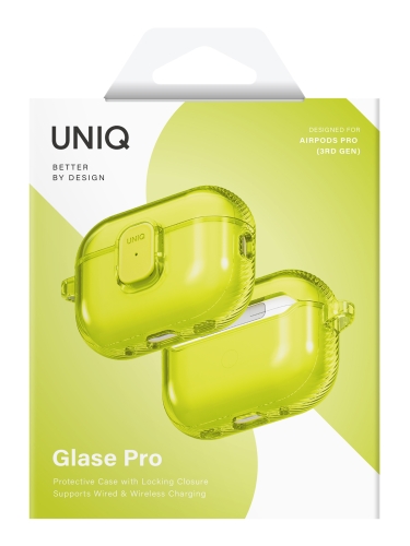 Uniq для Airpods Pro 3 чехол Glase PRO TPU Lock case Light Lime