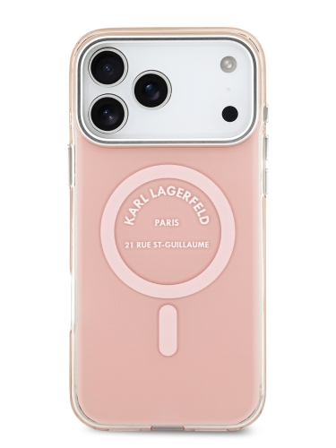 Karl Lagerfeld для iPhone 17 Pro Max чехол IML RSG logo Metal camera Hard Pink (MagSafe)