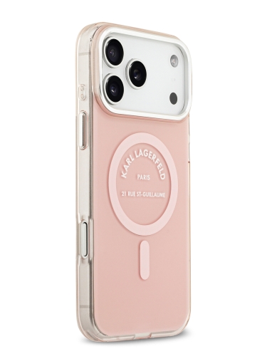 Karl Lagerfeld для iPhone 17 Pro Max чехол IML RSG logo Metal camera Hard Pink (MagSafe)