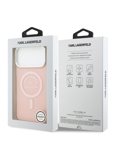 Karl Lagerfeld для iPhone 17 Pro Max чехол IML RSG logo Metal camera Hard Pink (MagSafe)