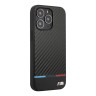 Чехол BMW M-Collection Carbon Inspiration Hard Tricolor для iPhone 13 Pro Max, черный
